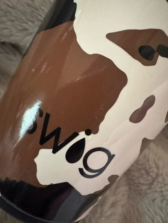 Swig Travel Tumbler Mug in Brown & White Cowhide Print - Picture 2 of 3